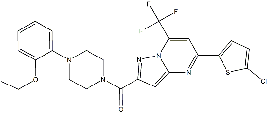 5-(5-chloro-2-thienyl)-2-{[4-(2-ethoxyphenyl)-1-piperazinyl]carbonyl}-7-(trifluoromethyl)pyrazolo[1,5-a]pyrimidine 结构式