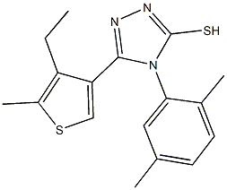 4-(2,5-dimethylphenyl)-5-(4-ethyl-5-methyl-3-thienyl)-4H-1,2,4-triazol-3-yl hydrosulfide Struktur