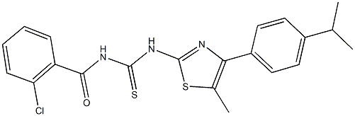 N-(2-chlorobenzoyl)-N'-[4-(4-isopropylphenyl)-5-methyl-1,3-thiazol-2-yl]thiourea,438234-97-0,结构式