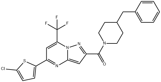 2-[(4-benzyl-1-piperidinyl)carbonyl]-5-(5-chloro-2-thienyl)-7-(trifluoromethyl)pyrazolo[1,5-a]pyrimidine 结构式