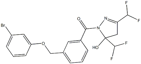 1-{3-[(3-bromophenoxy)methyl]benzoyl}-3,5-bis(difluoromethyl)-4,5-dihydro-1H-pyrazol-5-ol 化学構造式