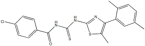 N-(4-chlorobenzoyl)-N'-[4-(2,5-dimethylphenyl)-5-methyl-1,3-thiazol-2-yl]thiourea Structure