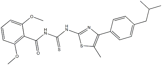 N-(2,6-dimethoxybenzoyl)-N'-[4-(4-isobutylphenyl)-5-methyl-1,3-thiazol-2-yl]thiourea 结构式