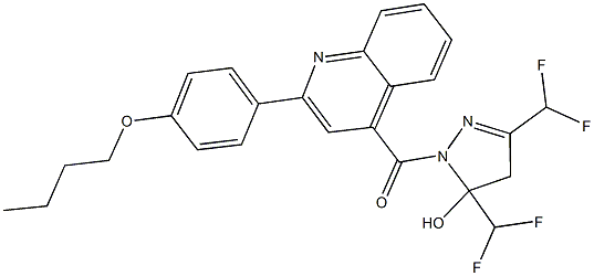 1-{[2-(4-butoxyphenyl)-4-quinolinyl]carbonyl}-3,5-bis(difluoromethyl)-4,5-dihydro-1H-pyrazol-5-ol Structure