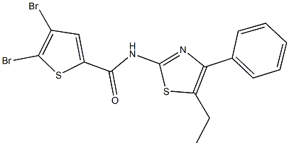 4,5-dibromo-N-(5-ethyl-4-phenyl-1,3-thiazol-2-yl)-2-thiophenecarboxamide Struktur