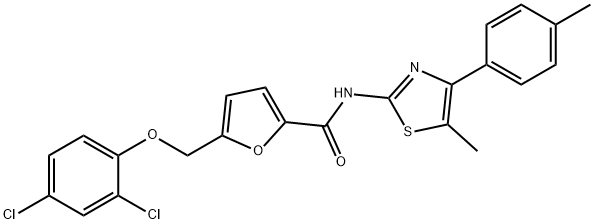 5-[(2,4-dichlorophenoxy)methyl]-N-[5-methyl-4-(4-methylphenyl)-1,3-thiazol-2-yl]-2-furamide Struktur