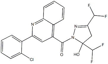 1-{[2-(2-chlorophenyl)-4-quinolinyl]carbonyl}-3,5-bis(difluoromethyl)-4,5-dihydro-1H-pyrazol-5-ol Struktur