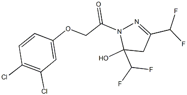 1-[(3,4-dichlorophenoxy)acetyl]-3,5-bis(difluoromethyl)-4,5-dihydro-1H-pyrazol-5-ol 化学構造式