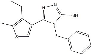 4-benzyl-5-(4-ethyl-5-methyl-3-thienyl)-4H-1,2,4-triazole-3-thiol 结构式