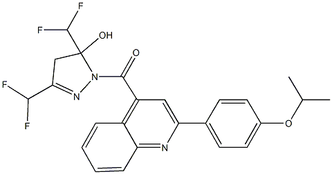 3,5-bis(difluoromethyl)-1-{[2-(4-isopropoxyphenyl)-4-quinolinyl]carbonyl}-4,5-dihydro-1H-pyrazol-5-ol 结构式