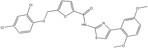 5-[(2,4-dichlorophenoxy)methyl]-N-[4-(2,5-dimethoxyphenyl)-1,3-thiazol-2-yl]-2-furamide,438236-56-7,结构式