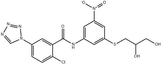 2-chloro-N-{3-[(2,3-dihydroxypropyl)sulfanyl]-5-nitrophenyl}-5-(1H-tetraazol-1-yl)benzamide,438236-65-8,结构式