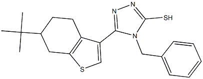4-benzyl-5-(6-tert-butyl-4,5,6,7-tetrahydro-1-benzothien-3-yl)-4H-1,2,4-triazole-3-thiol Struktur
