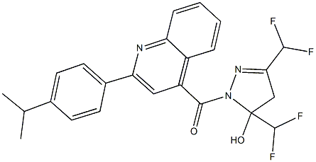 3,5-bis(difluoromethyl)-1-{[2-(4-isopropylphenyl)-4-quinolinyl]carbonyl}-4,5-dihydro-1H-pyrazol-5-ol,438236-74-9,结构式