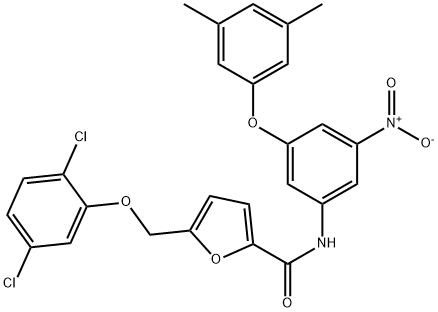 5-[(2,5-dichlorophenoxy)methyl]-N-{3-(3,5-dimethylphenoxy)-5-nitrophenyl}-2-furamide Struktur