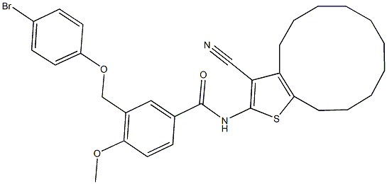 3-[(4-bromophenoxy)methyl]-N-(3-cyano-4,5,6,7,8,9,10,11,12,13-decahydrocyclododeca[b]thien-2-yl)-4-methoxybenzamide Structure