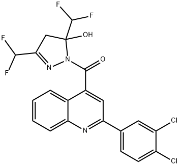 1-{[2-(3,4-dichlorophenyl)-4-quinolinyl]carbonyl}-3,5-bis(difluoromethyl)-4,5-dihydro-1H-pyrazol-5-ol Structure