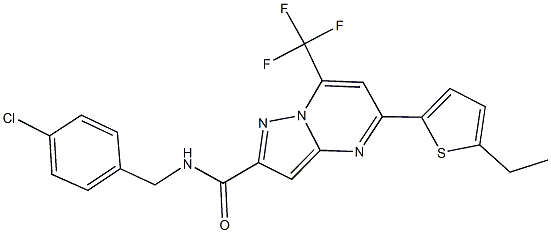 N-(4-chlorobenzyl)-5-(5-ethyl-2-thienyl)-7-(trifluoromethyl)pyrazolo[1,5-a]pyrimidine-2-carboxamide Struktur