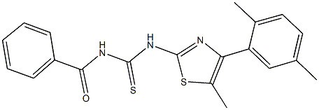 N-benzoyl-N'-[4-(2,5-dimethylphenyl)-5-methyl-1,3-thiazol-2-yl]thiourea Struktur