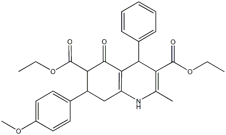 diethyl 7-(4-methoxyphenyl)-2-methyl-5-oxo-4-phenyl-1,4,5,6,7,8-hexahydro-3,6-quinolinedicarboxylate,438238-88-1,结构式