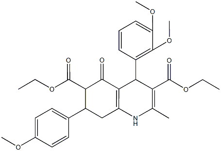 diethyl 4-(2,3-dimethoxyphenyl)-7-(4-methoxyphenyl)-2-methyl-5-oxo-1,4,5,6,7,8-hexahydro-3,6-quinolinedicarboxylate 结构式