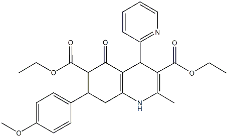 diethyl 7-(4-methoxyphenyl)-2-methyl-5-oxo-4-(2-pyridinyl)-1,4,5,6,7,8-hexahydro-3,6-quinolinedicarboxylate,438239-07-7,结构式