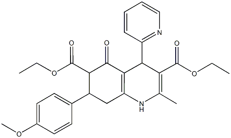 diethyl 7-(4-methoxyphenyl)-2-methyl-5-oxo-4-(2-pyridinyl)-1,4,5,6,7,8-hexahydro-3,6-quinolinedicarboxylate Structure