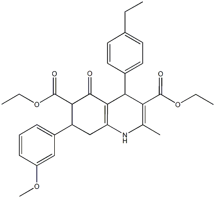 diethyl 4-(4-ethylphenyl)-7-(3-methoxyphenyl)-2-methyl-5-oxo-1,4,5,6,7,8-hexahydro-3,6-quinolinedicarboxylate 结构式