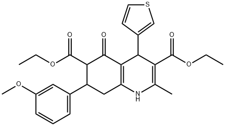 diethyl 7-(3-methoxyphenyl)-2-methyl-5-oxo-4-(3-thienyl)-1,4,5,6,7,8-hexahydro-3,6-quinolinedicarboxylate,438239-14-6,结构式