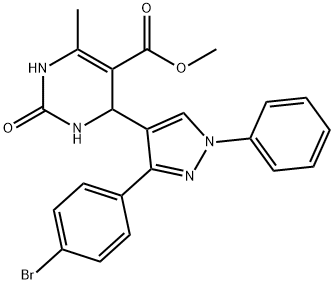 methyl 4-[3-(4-bromophenyl)-1-phenyl-1H-pyrazol-4-yl]-6-methyl-2-oxo-1,2,3,4-tetrahydro-5-pyrimidinecarboxylate 化学構造式