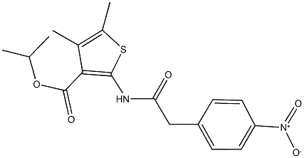 isopropyl 2-[({4-nitrophenyl}acetyl)amino]-4,5-dimethyl-3-thiophenecarboxylate Struktur