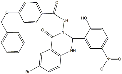 4-(benzyloxy)-N-(6-bromo-2-{2-hydroxy-5-nitrophenyl}-4-oxo-1,4-dihydro-3(2H)-quinazolinyl)benzamide,438453-05-5,结构式