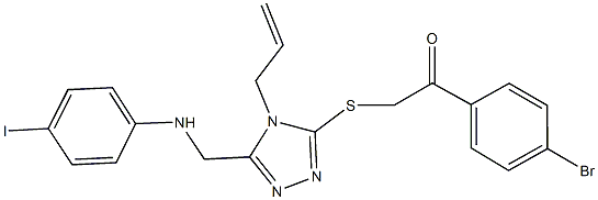 2-({4-allyl-5-[(4-iodoanilino)methyl]-4H-1,2,4-triazol-3-yl}sulfanyl)-1-(4-bromophenyl)ethanone Structure
