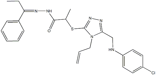 2-({4-allyl-5-[(4-chloroanilino)methyl]-4H-1,2,4-triazol-3-yl}sulfanyl)-N'-(1-phenylpropylidene)propanohydrazide Structure