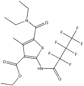 ethyl 5-[(diethylamino)carbonyl]-2-[(2,2,3,3,4,4,4-heptafluorobutanoyl)amino]-4-methyl-3-thiophenecarboxylate 化学構造式