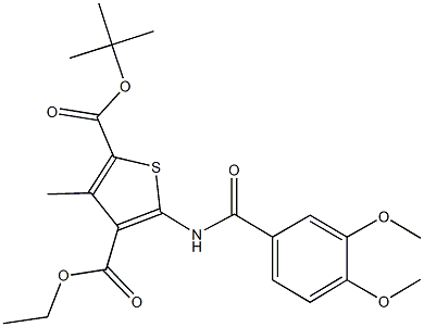 2-tert-butyl 4-ethyl 5-[(3,4-dimethoxybenzoyl)amino]-3-methyl-2,4-thiophenedicarboxylate 结构式