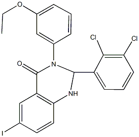 2-(2,3-dichlorophenyl)-3-(3-ethoxyphenyl)-6-iodo-2,3-dihydro-4(1H)-quinazolinone,438453-99-7,结构式