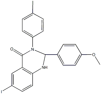 6-iodo-2-(4-methoxyphenyl)-3-(4-methylphenyl)-2,3-dihydro-4(1H)-quinazolinone 化学構造式