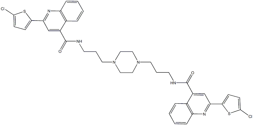 2-(5-chloro-2-thienyl)-N-(3-{4-[3-({[2-(5-chloro-2-thienyl)-4-quinolinyl]carbonyl}amino)propyl]-1-piperazinyl}propyl)-4-quinolinecarboxamide,438455-59-5,结构式