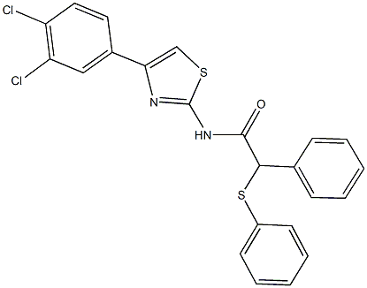 N-[4-(3,4-dichlorophenyl)-1,3-thiazol-2-yl]-2-phenyl-2-(phenylsulfanyl)acetamide 化学構造式