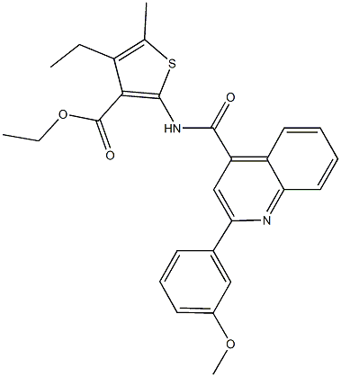 ethyl 4-ethyl-2-({[2-(3-methoxyphenyl)-4-quinolinyl]carbonyl}amino)-5-methyl-3-thiophenecarboxylate,438456-81-6,结构式