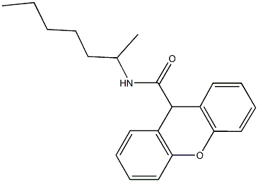 N-(1-methylhexyl)-9H-xanthene-9-carboxamide 化学構造式