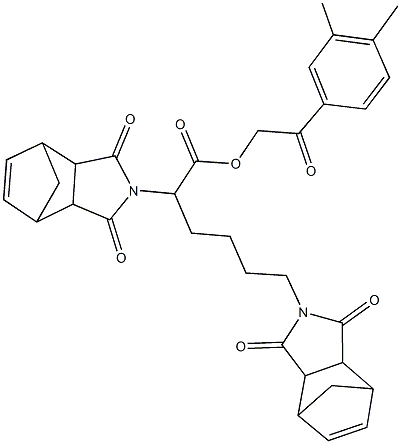 2-(3,4-dimethylphenyl)-2-oxoethyl 2,6-bis(3,5-dioxo-4-azatricyclo[5.2.1.0~2,6~]dec-8-en-4-yl)hexanoate,438462-05-6,结构式