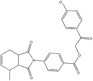 2-(4-chlorophenyl)-2-oxoethyl 4-(4-methyl-1,3-dioxo-1,3,3a,4,7,7a-hexahydro-2H-isoindol-2-yl)benzoate 化学構造式