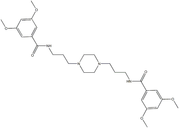 N-[3-(4-{3-[(3,5-dimethoxybenzoyl)amino]propyl}-1-piperazinyl)propyl]-3,5-dimethoxybenzamide 化学構造式