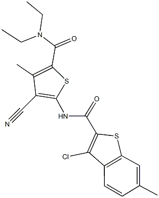 3-chloro-N-{3-cyano-5-[(diethylamino)carbonyl]-4-methyl-2-thienyl}-6-methyl-1-benzothiophene-2-carboxamide 结构式