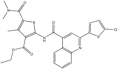 ethyl 2-({[2-(5-chloro-2-thienyl)-4-quinolinyl]carbonyl}amino)-5-[(dimethylamino)carbonyl]-4-methyl-3-thiophenecarboxylate Structure