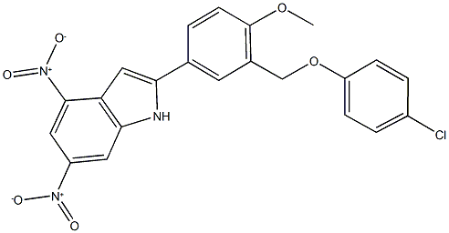 2-{3-[(4-chlorophenoxy)methyl]-4-methoxyphenyl}-4,6-dinitro-1H-indole,438463-68-4,结构式