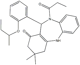 11-(2-sec-butoxyphenyl)-3,3-dimethyl-10-propionyl-2,3,4,5,10,11-hexahydro-1H-dibenzo[b,e][1,4]diazepin-1-one Structure