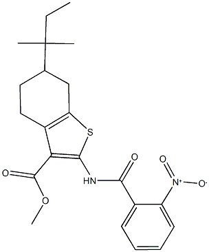 methyl 2-({2-nitrobenzoyl}amino)-6-tert-pentyl-4,5,6,7-tetrahydro-1-benzothiophene-3-carboxylate Structure